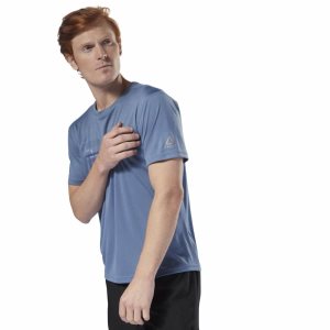 Reebok RUN SS T Shirt Herren - Blau - DE 206-EPC